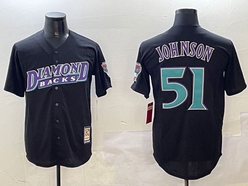 Men Arizona Diamondback #51 Johnson Black Throwback Game 2025 Nike MLB Jersey style 1